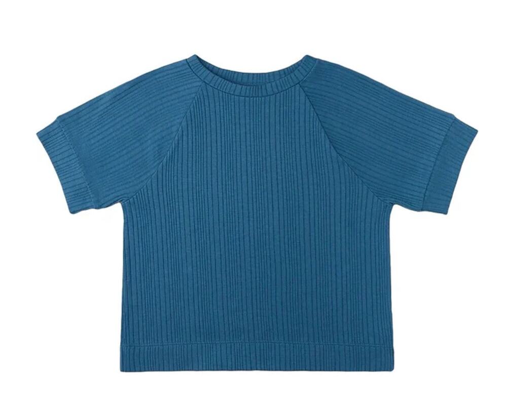 THE SUNDAY COLLECTIVE Ribbed Raglan T-Shirt, Midnight